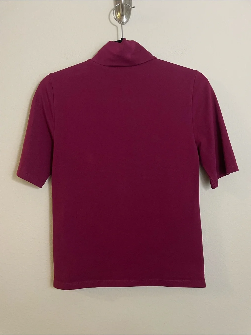 J. Crew Wine Stretch Cotton-blend Mockneck Elbow-sleeve T-shirt Size Small